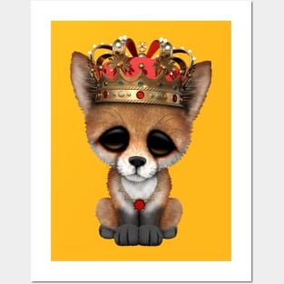 Cute Royal Fox Wearing Crown Posters and Art